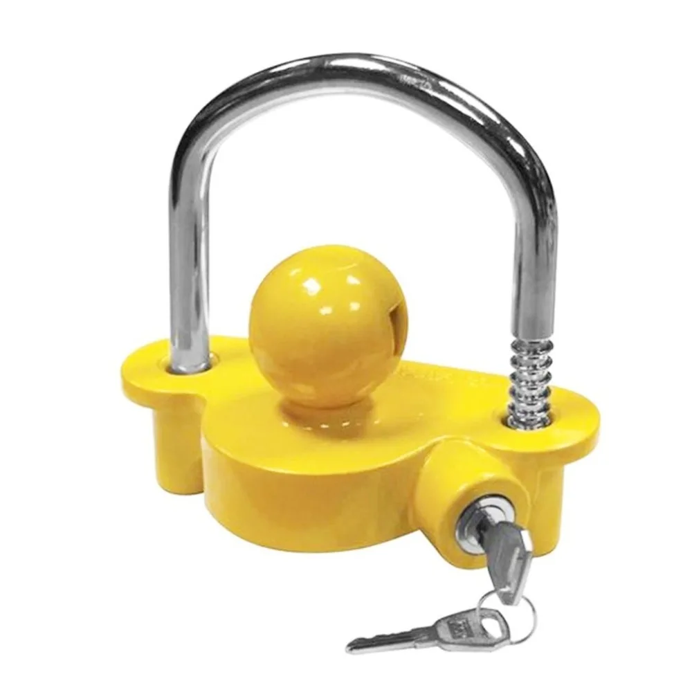 

New Arrival Trailaer Coupling Hitch Lock Trailer Parts Universal Tow Ball Yellow Security Anti-Theft Lock Trailer Accessories