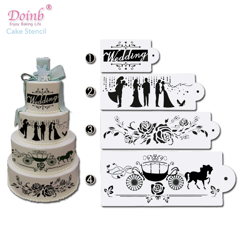 

Hot 4kind Classic Valentine Wedding Cake Painting Lace Stencil Strew Pad Fondant Baking Mould Cupcake Decorative DIY Craft Tool