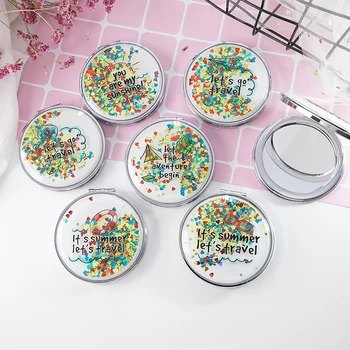 

2pcs/lot,Mini Pocket Cosmetic makeup mirror,Folding Magnifying compact mirror,Party Favors Gifts,SunGlasses flowing quicksand