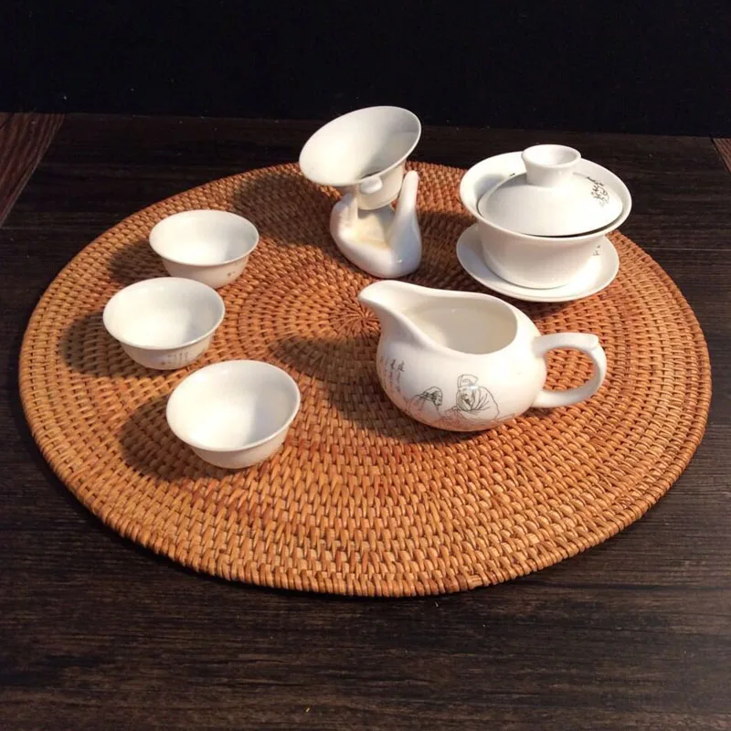 Rattan Tea Tools teapot tray insulated pad tea tool accesoires tea pot tray placemat drink