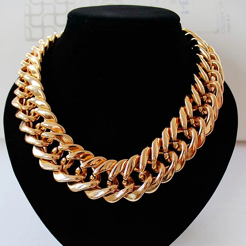 FishSheep prohlášení Velký robustní řetězový náhrdelník náhrdelník pro ženy Maxi Rose Gold Barva Long Chain obojek náhrdelníky Famale šperky  t