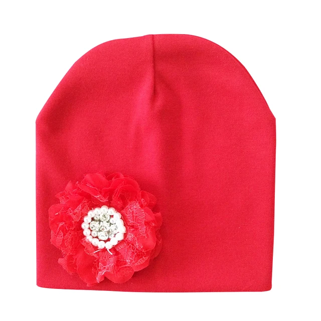 Baby Hat Winter Baby Cap Cotton Floral Hat For Baby Girl Flower Children Cap Kids Accessories Red