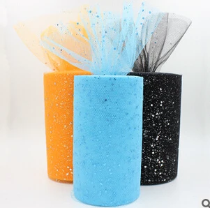 

5PCS/LOT Glitter Tulle Roll Spool 6inch*100yards Sequins Shinning Tulle Roll 100 Wedding Dress Baby Tutudress Decoration