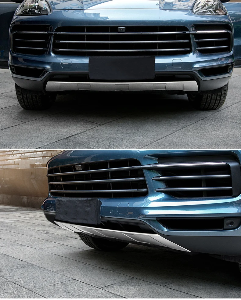 For Porsche Cayenne 2018 2019 2020 Front + Rear Bumper Diffuser Stainless steel Bumpers Guard skid plate car accessories | Автомобили и
