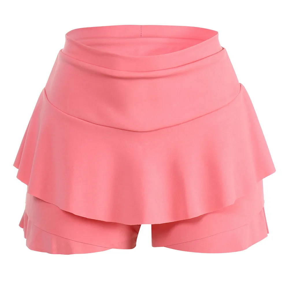 Юбки Женские многослойные гофрированные юбки-шорты с высокой талией Мини-юбка шорты красный Yeelow розовый черный цвета#25 Прямая поставка