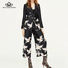 Wonder Повседневный женский весенне-летний кимоно с принтом птиц, стильный комплект пальто с длинными рукавами, широкие костюмы