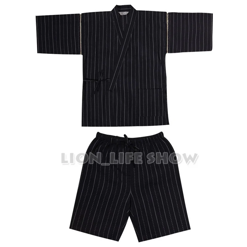 Japanese Kimono 2PCS Set Men Jinbei Japanese Kimono Short Sleeve Sleepwear Pajama Loungewear