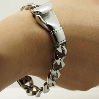 

8.58'' 2.1cm width sporty boxing glove cuban chain 316L stainless steel bracelet