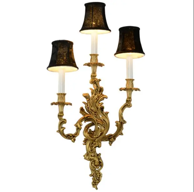 French court copper copper wall lamp European retro luxury villa living room bedroom bedlamp ...