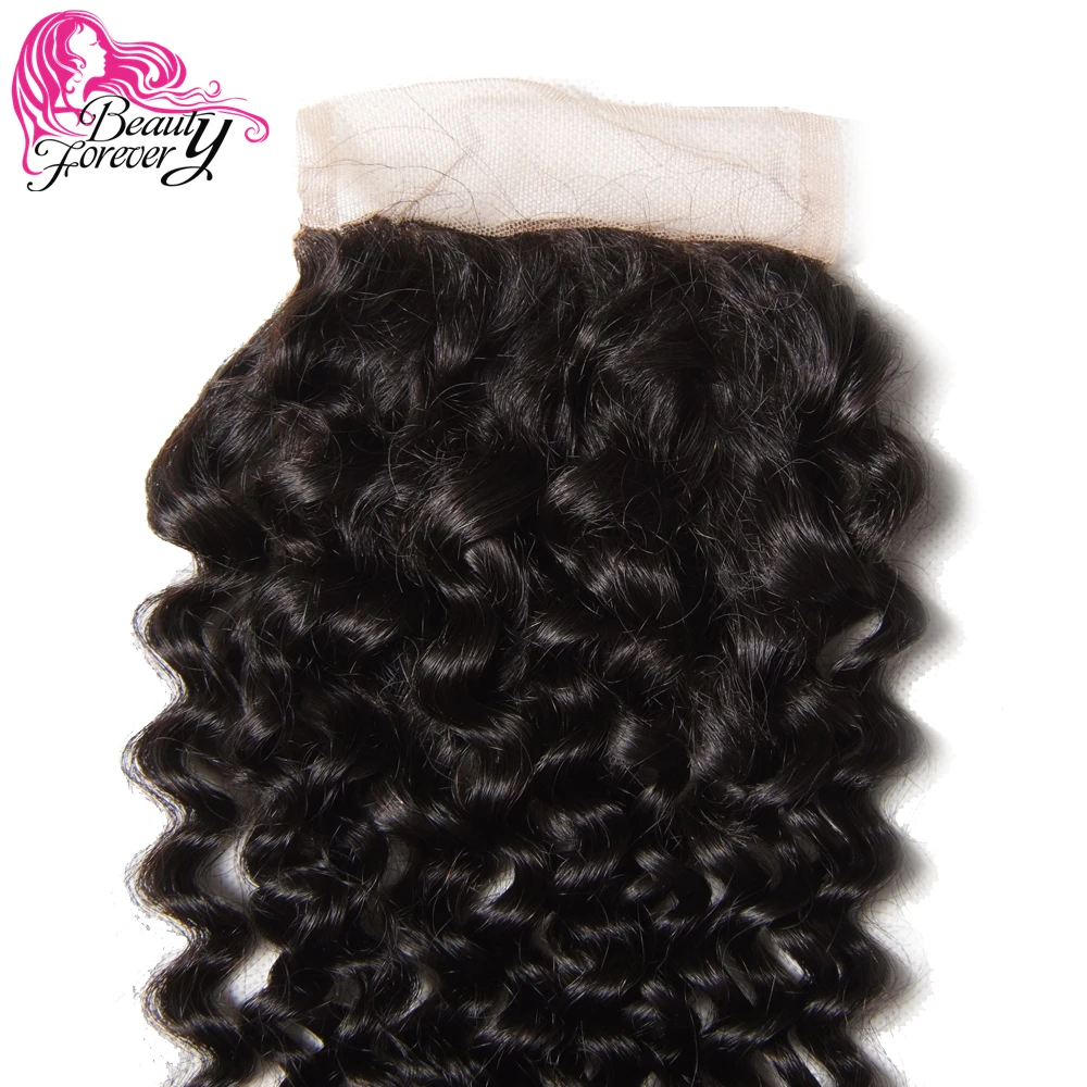 Beauty forever Curly Lace бразильские волосы с закрытием Remy человеческие волосы 4*4 часть 120% плотность натуральный цвет 10-20 дюймов