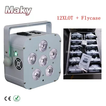 

12 light charging flight case dj stand 6 in 1 battery led stage light DMX Wireless Battery Powered Led Par Light uplighting