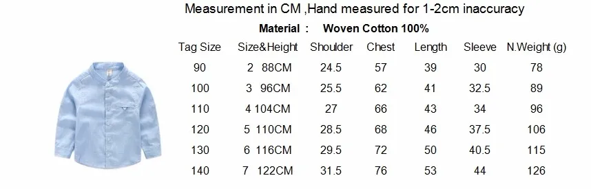 Для маленьких мальчиков рубашка Длинные рукава тканые хлопок LS151202B сплошной цвет небесно-синий