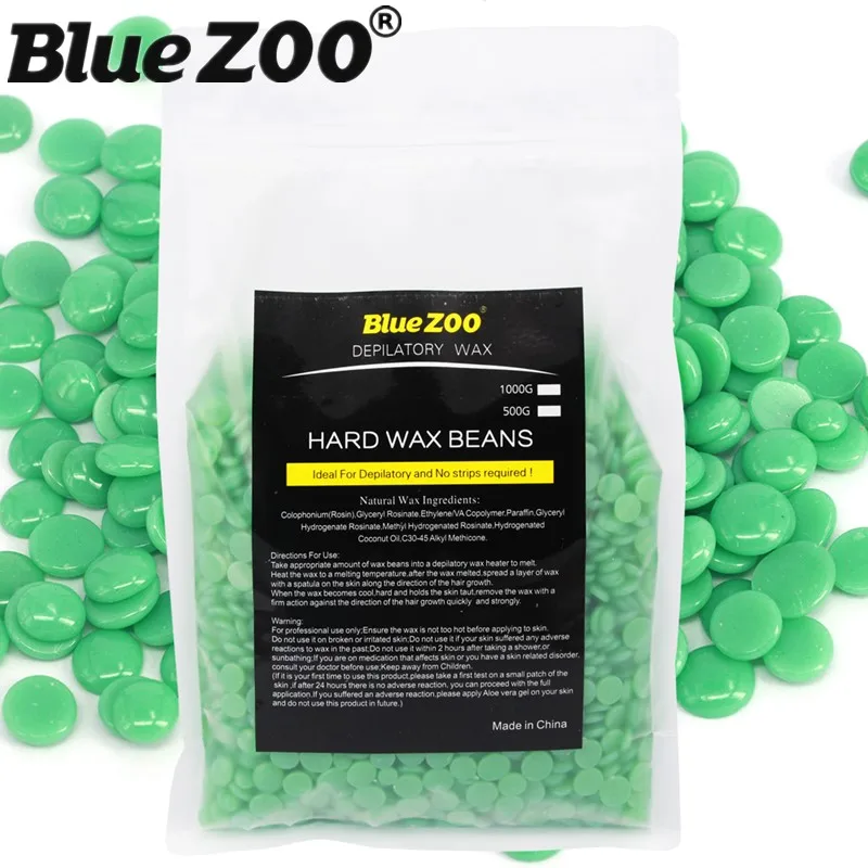 

1000g/bag No Wax Strips Hot Film Hard Wax Beads Green Pearl Bean Waxing Pellet Painless Depilation Beauty Hair Removal Cream
