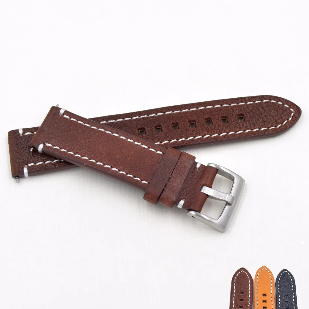 

Handmade Genuine Leather Watchbands 18 19 20 21 22 23mm Black Dark Brown Wrist Watch Band Strap Belt for branded watch replace