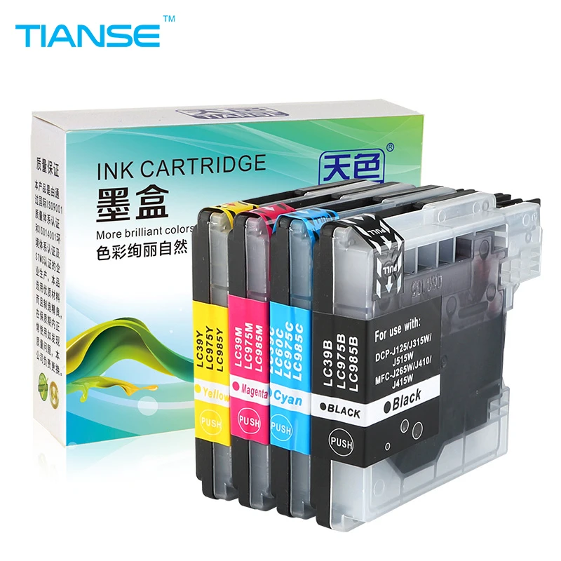 

TIANSE Ink cartridges lc61 LC67 LC38 lc39 LC985 lc975 lc 985 xl lc1100 for BROTHER MFC 195C 185C 9805C DCP J125 J315 J51 printer