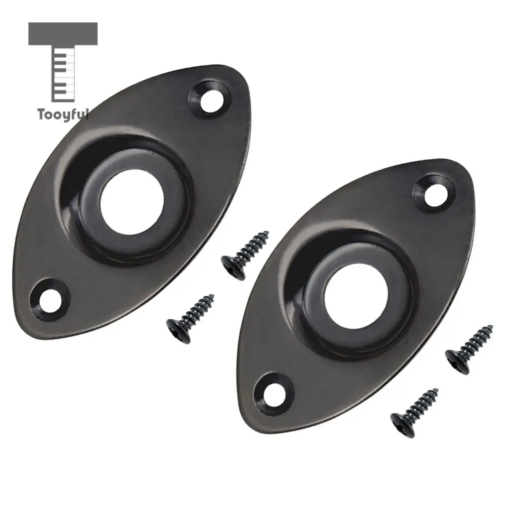 Tooyful 2pc Electric Bass Guitar Jack Output Input Socket Cover Plate with 2 Mounting Screws for Oval Style