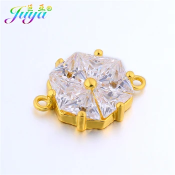 

Juya DIY Jewelry Material Handmade Cubic Zirconia Hexagon Connectors Accessories For Women Earring Bracelet Jewelry DIY Making