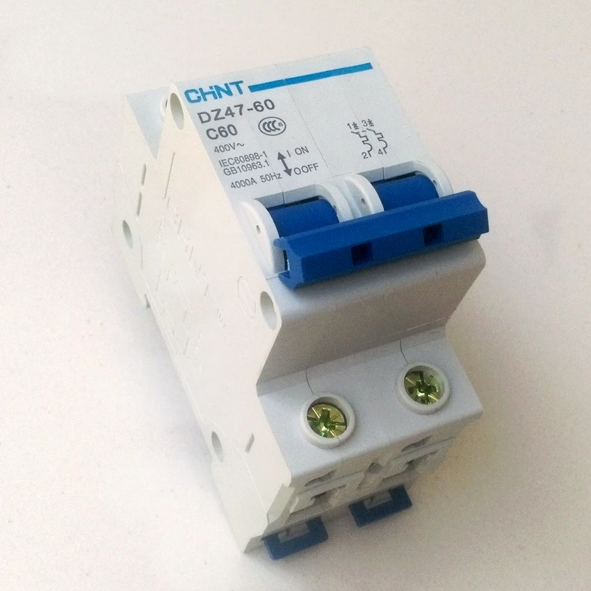 

CHINT DZ47-60 C60 AC230/400V 2P 60A Rated Current 2 Pole Miniature Circuit Breaker