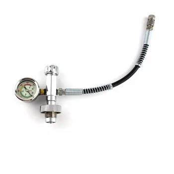 

PCP Scuba Din Valve Adaptor Fill Station Air Refill Stainless Steel with 6000psi 40mm High Pressure Gauge and 8mm Quick Sockets