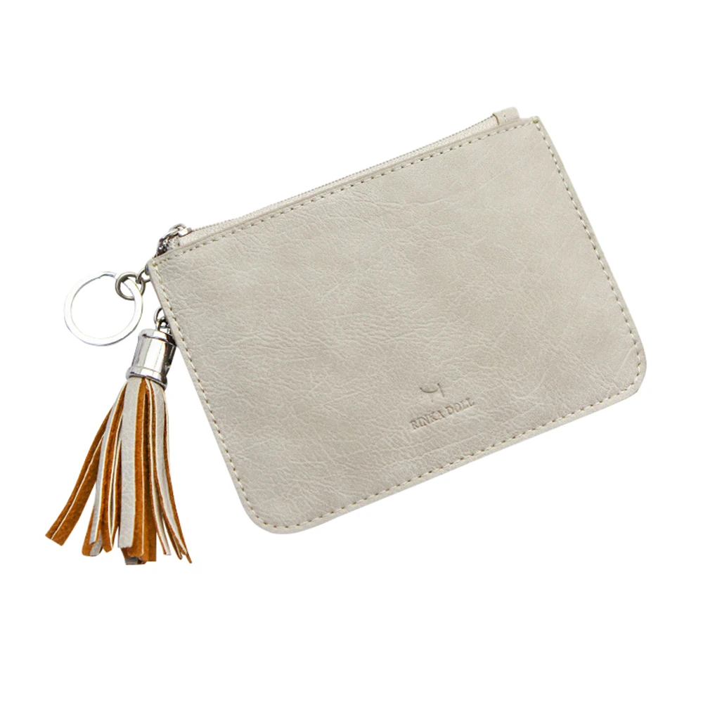 

Fashion Bank ID Card Holder Women Lichee Pattern Credit Card Package Coin Leather Tassel Ladies Clutch Slim Wallet Female