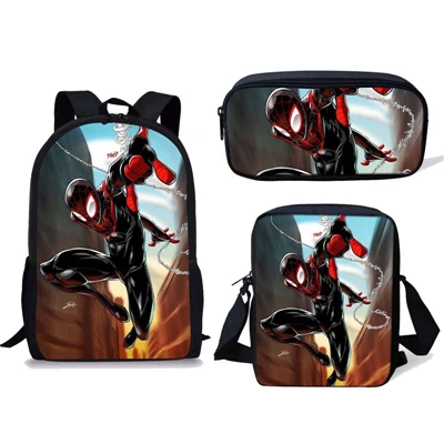 2019New бренд комплект школьных сумок 3 шт дети рюкзак Человек-паук Mochila детские школьные детские узкие Наплечная школьная сумка для мальчиков и девочек - Цвет: LMZY0566CEK