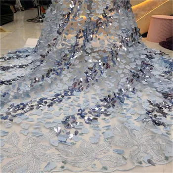 

Top selling African Nigerian Lace Fabrics with Sequins 2019 High Quality Sequins Lace Fabrics for Women Wedding Party(5-19