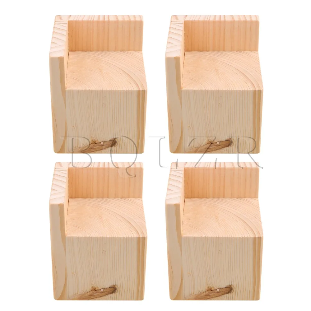 4x BQLZR 8.8x8.8x8cm Semi-closed L-shaped Wood Table Desk Bed Riser Lift Furniture Lifter Storage for 7x7cm Feet Up to 8CM Lift