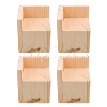 

4x BQLZR 8.8x8.8x8cm Semi-closed L-shaped Wood Table Desk Bed Riser Lift Furniture Lifter Storage for 7x7cm Feet Up to 8CM Lift