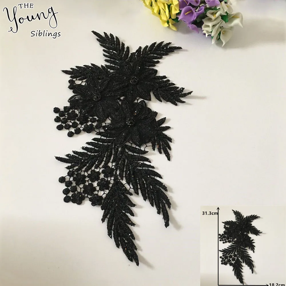 

Fashion style Embroidery Hollow out Lace collar 3D Flower Lace Neckline Craft Sequin Applique DIY Clothing Decorate Accessories