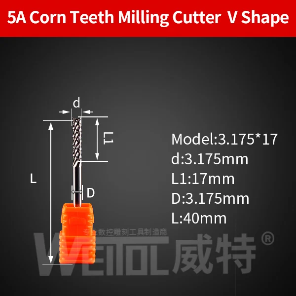 Weitol кукурузные зубы Концевая мельница Вольфрамовая сталь нож для кукурузы цементная доска, лиственные, PCB фреза для резки; cnc биты - Длина режущей кромки: 5AYM317