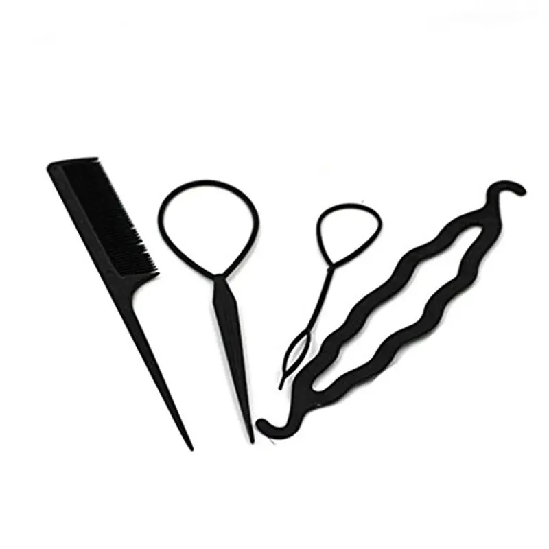 4pcs/set 3 Kinds Magic Hair Styling Accessories Set Braiders Hair Pin Bun Roller Maker Hair Braiding Twist Curler Styling Tool