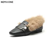 NEMAONE New Arrival Winter Women Flat shoes Fur single shoes woman fashion shoes square Toe Shallow shoes for woman
