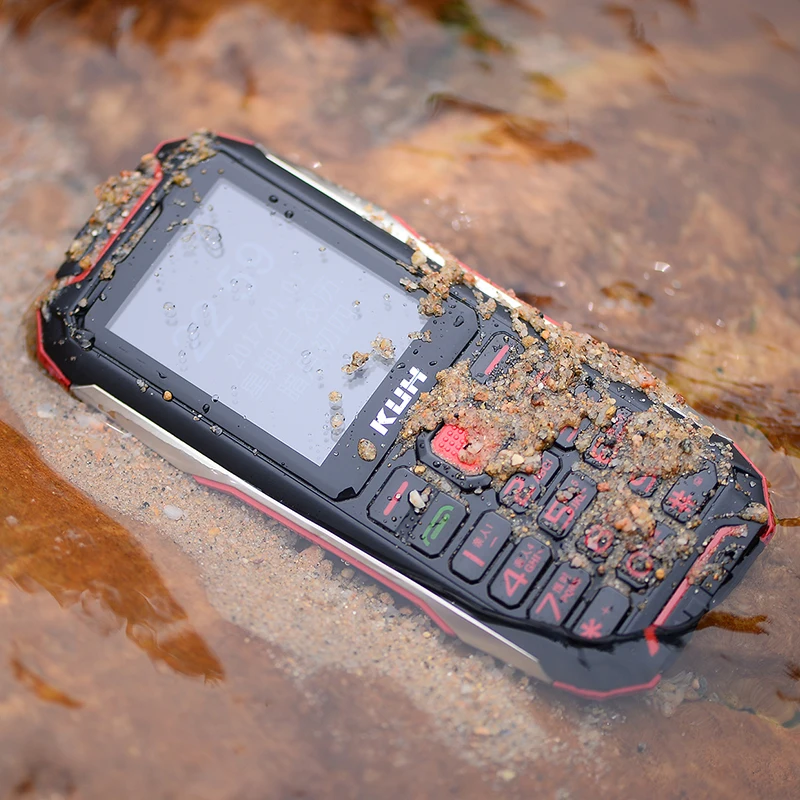 

KUH T8 IP67 Real Waterproof Dustproof Shockproof Rugged Bluetooth 3.0 Vibration One key Torch Mobile Phone Power Bank Cellphones