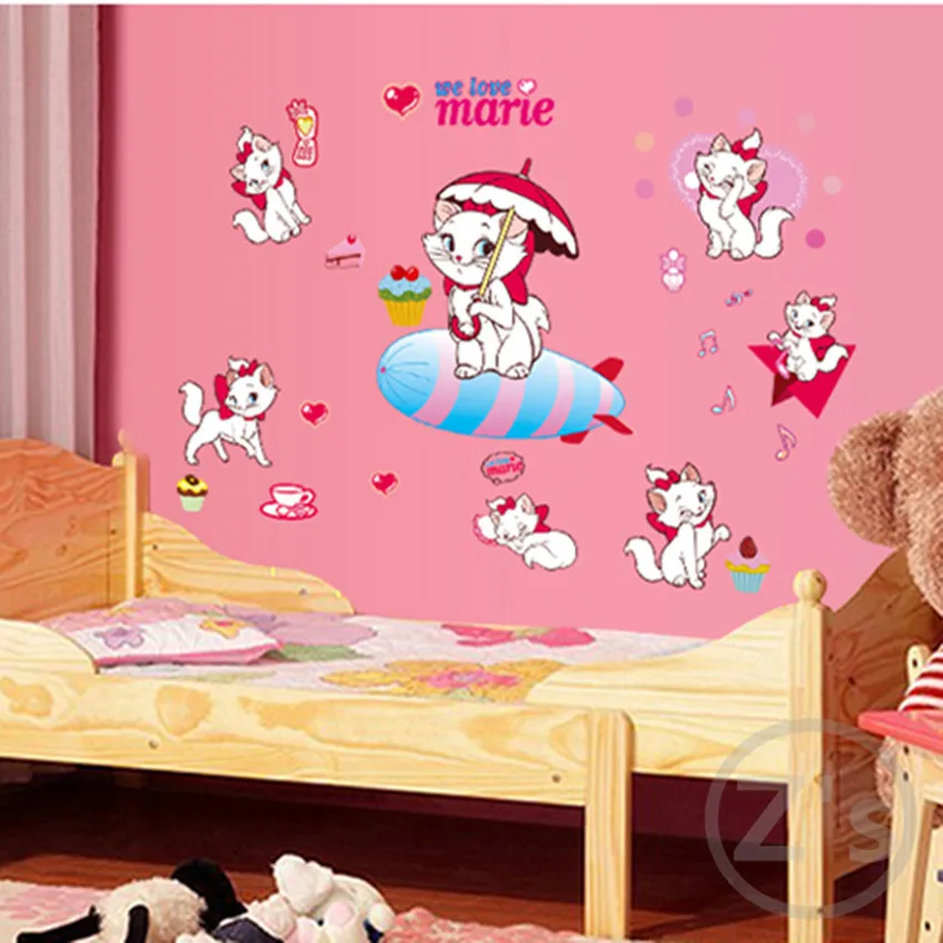 White Cats Wall Sticker for Kids Room Home Decor Nursery Wall Decal