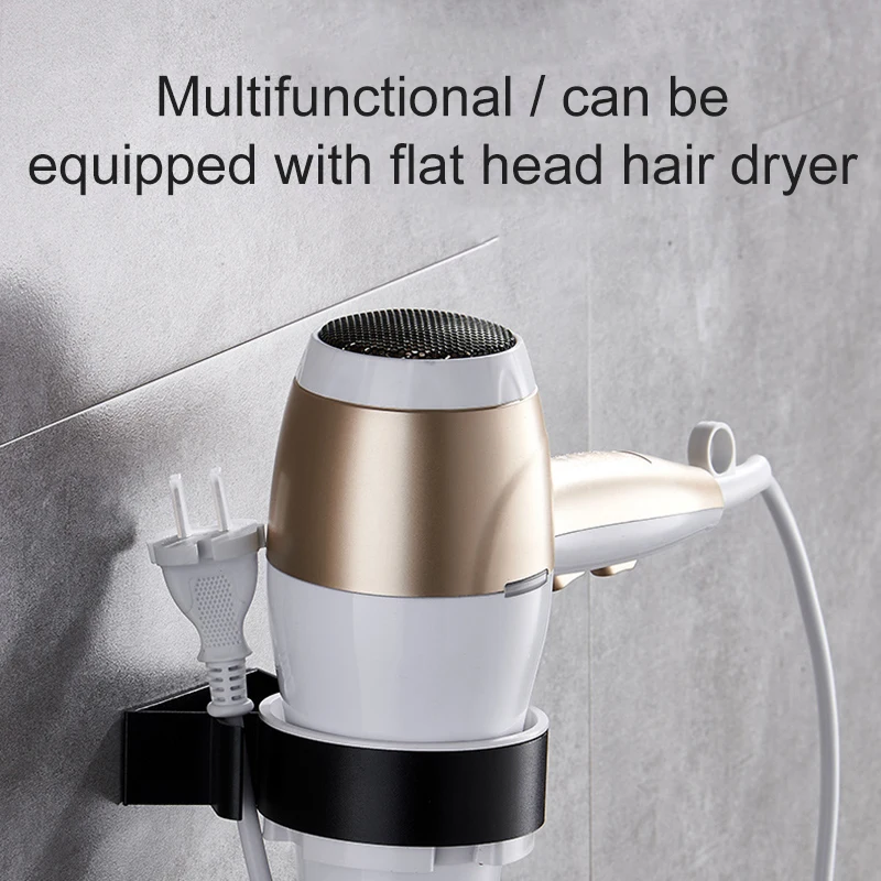 

Aluminium Hair Dryer Holder Non Drill Wall Mount Shelf Organizer for Bathroom DAG-ship