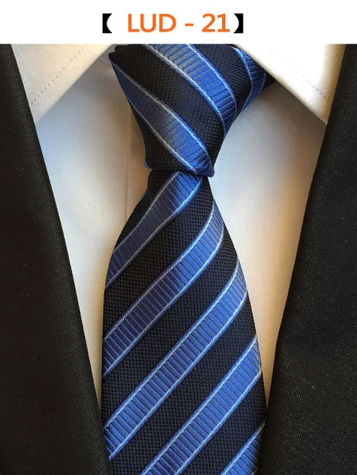 Высокое качество, модные мужские шелковые галстуки в полоску, желтые, белые, синие жаккардовые тканые галстуки для мужчин, галстуки в горошек, клетчатые Галстуки - Цвет: TK-LUD21