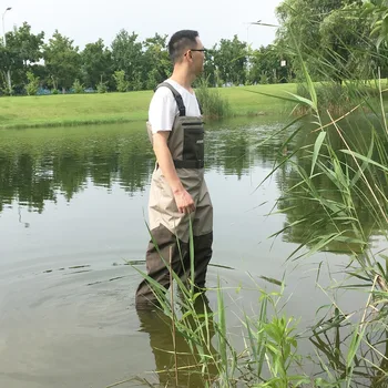 Fishing Wading Pants Portable Chest Overalls Waterproof Clothes with Soft Foot Waders Respirant Boot Hunting Work Clothes P1