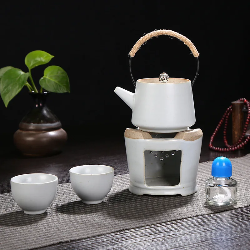 White Tea Boiler Set Готовка печка для приготовления чая грубая Керамическая пиала набор костюм спиртовая плитка для приготовления чая кунгфу онлайн чайник с керамической ручкой - Цвет: White Tea Boiler Set