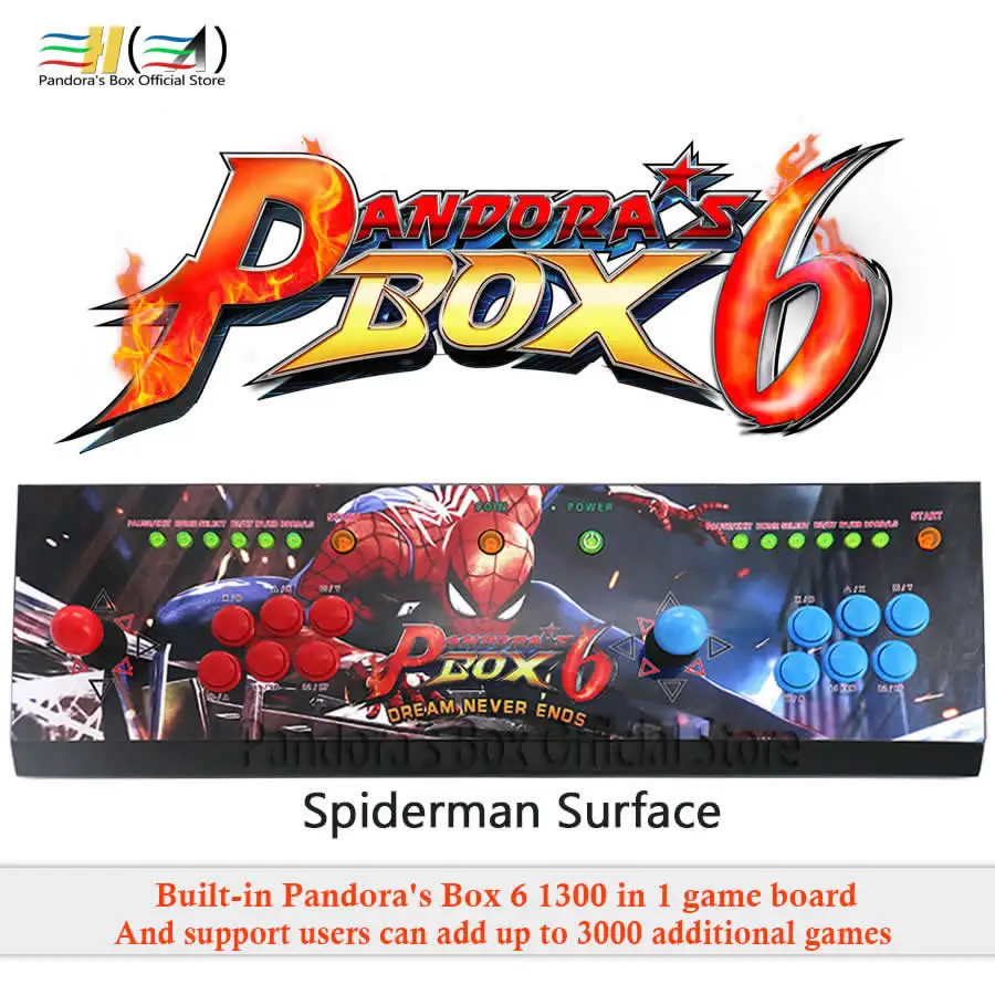 Pandora's Box 6 1300 в 1 аркадная игровая консоль 2 игрока могут добавить 3000 игр поддержка FBA MAME PS1 3d игры tekken mortal kombat