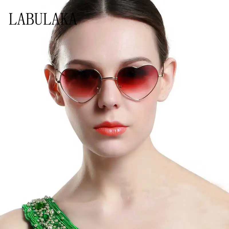 Heart Shaped Sunglasses Women Love Heart Glasses Metal Gradient Sun