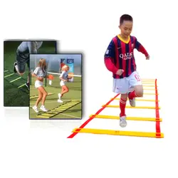 8-Рунг ловкость лестница для футбола Скорость Training инструмент Желтый Футбол Фитнес ноги обучение лестница прочного нейлона Пояс снаряжение