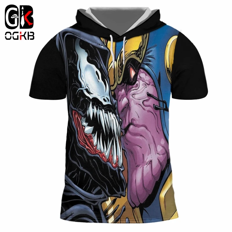 Ogкб футболка с капюшоном Homme модные короткие новые 3d печатные инопланетяне Venom хип-хоп одежда больших размеров Hombre Весенние футболки с