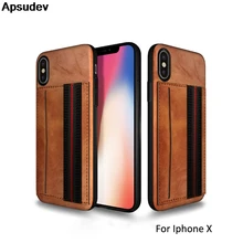Apsudev Luxury PU Leather Phone Case For iPhone X XR XS XS Max 7 8 plus 6 6s plus Card slot Phone Case With Hand Strap Function