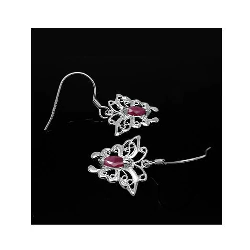 Серьги Qi Xuan_Free красный камень бабочка серьги-гвоздики Earrings_S925 чистого серебра модные Earrings_Manufacturer прямые продажи