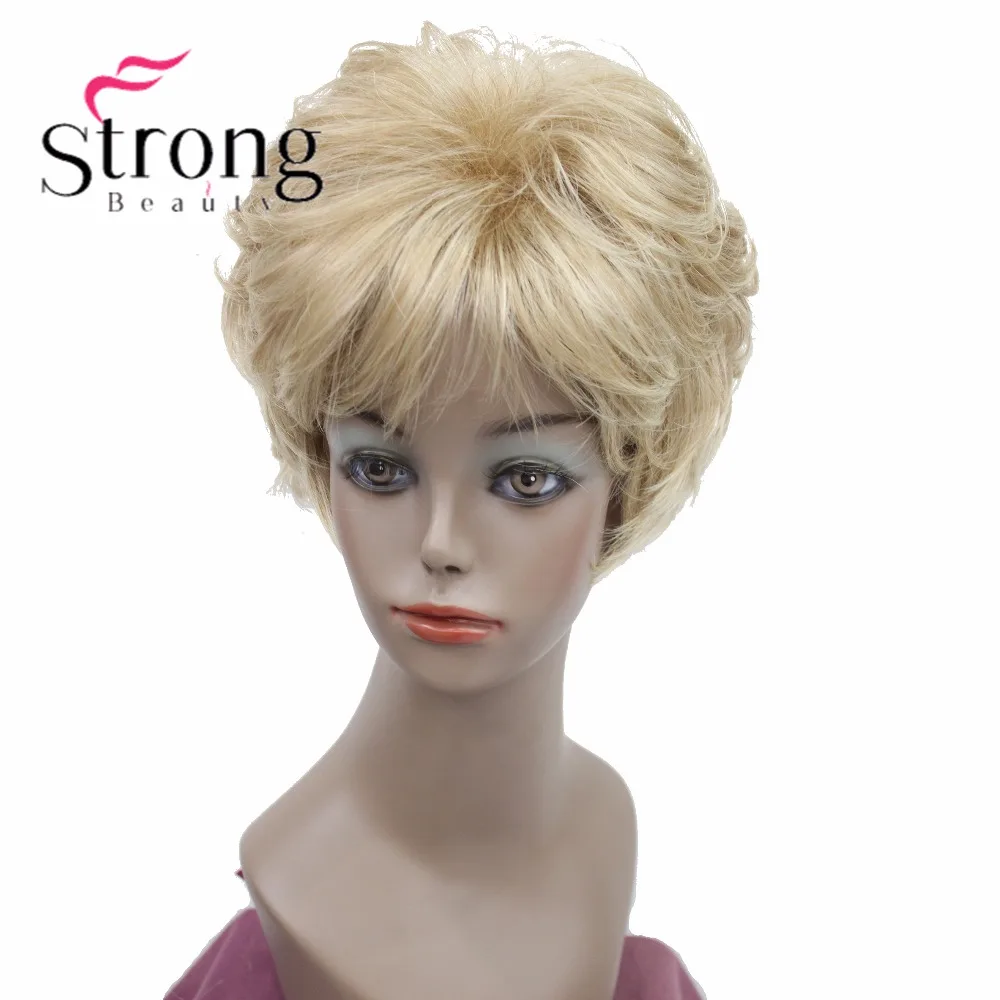 StrongBeauty короткий парик из натуральных волн медный красный полный синтетический парик цвета на выбор