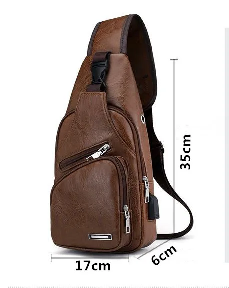 3 цвета мужской сумка зарядка через usb Crossbody сумки Для мужчин сумки кожа груди Посланник Новое поступление Повседневное Открытый путешествия