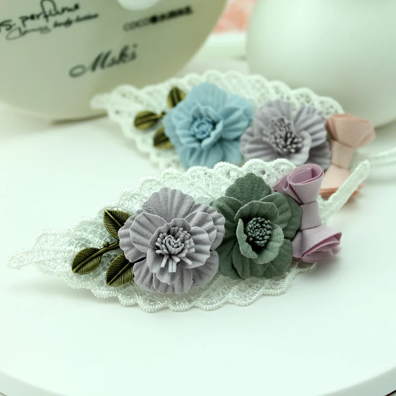 

Korean Fashion Flower Cloth Art Hairdressing Lace Clip Spring Clip Hairpin Clips Adult Hairband for Women Hair Accessories