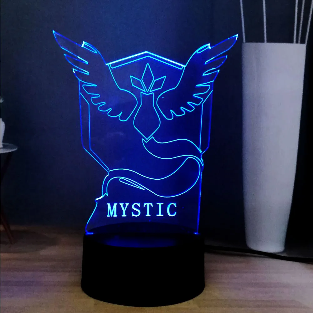 

MYSTIC Logo Pokemon Table Lamp RGB Multicolored Remote Acrylic LED Inroom Atmosphere Night Light Children Holiday Birthday Gift