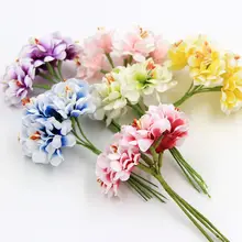 6pcs Silk Gradient Stamen Handmake Artificial Flower Bouquet Wedding Decoration DIY Wreath Gift Scrapbooking Craft Fake Flower