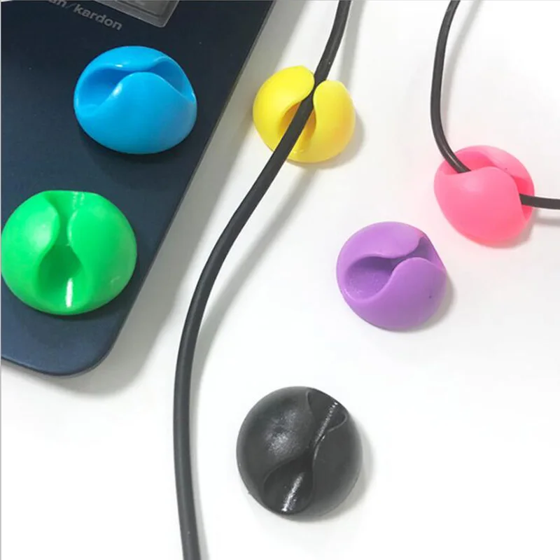 

Round Cable Holder Protector Management Device Organizer Finishing Desktop Plug Silicone Wire Retention Clips Power Cord Winder
